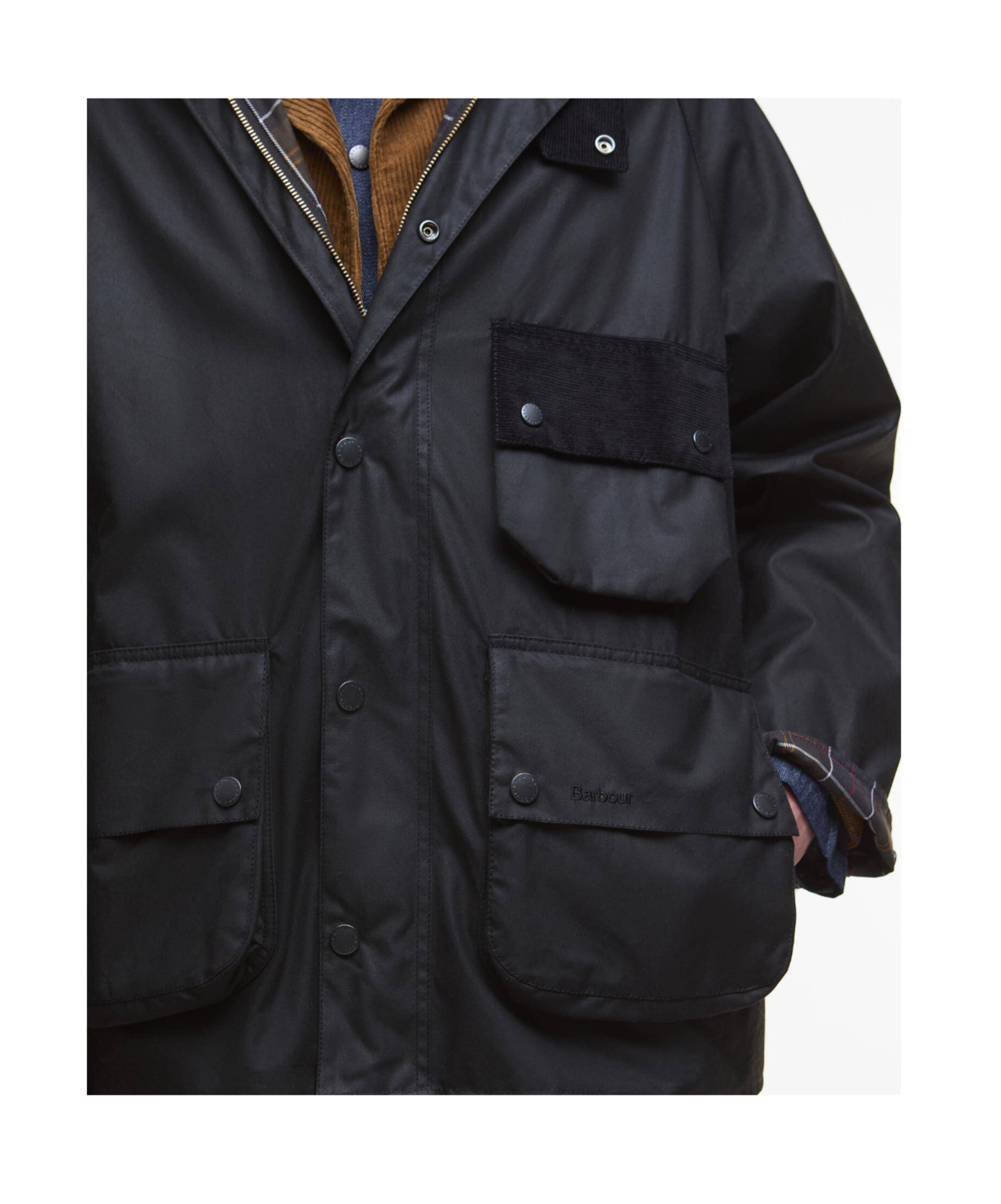 Barbour Modified Solway Waxed Jacket In Black