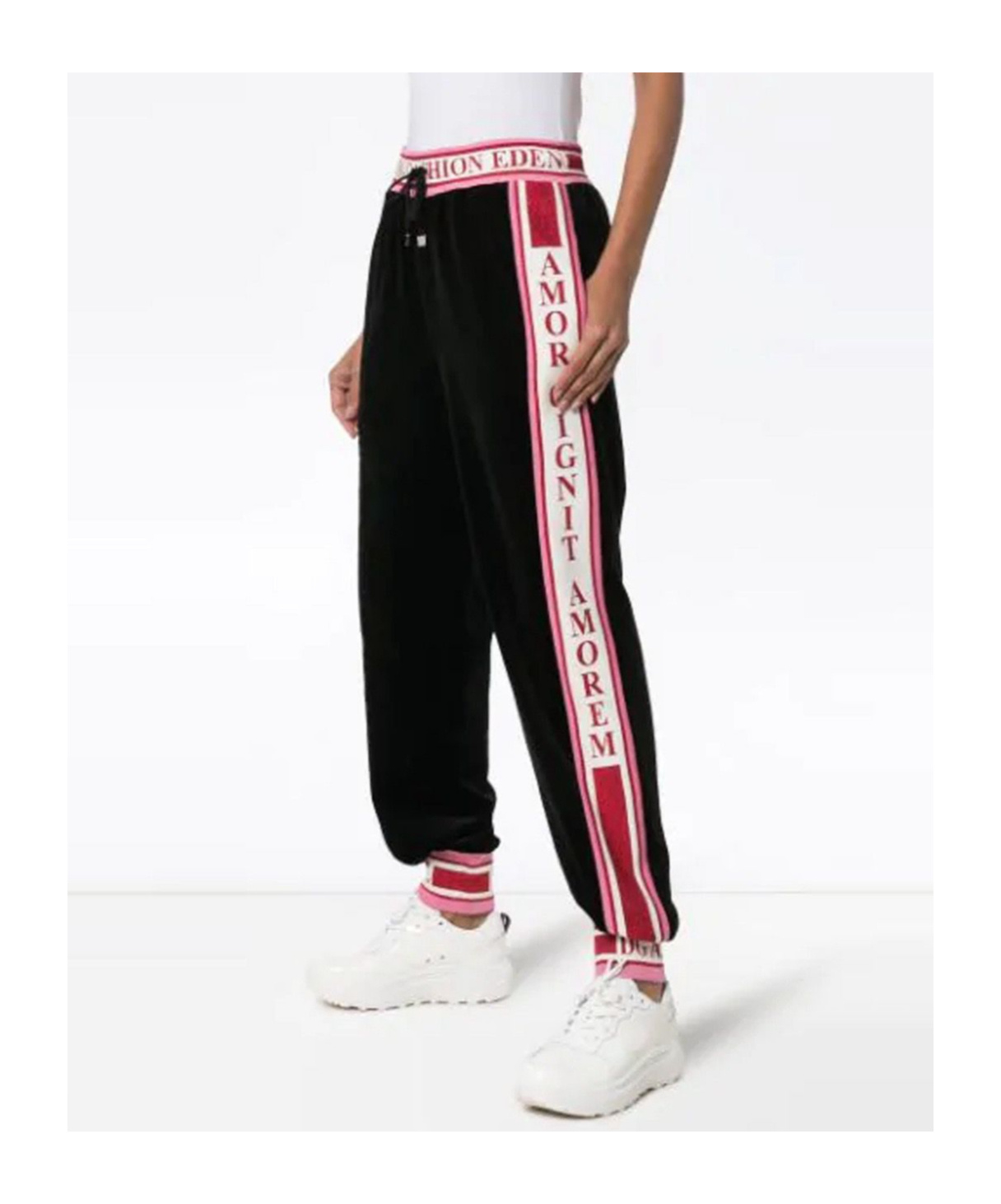 Dolce & Gabbana Logo Striped Sweatpants In Black