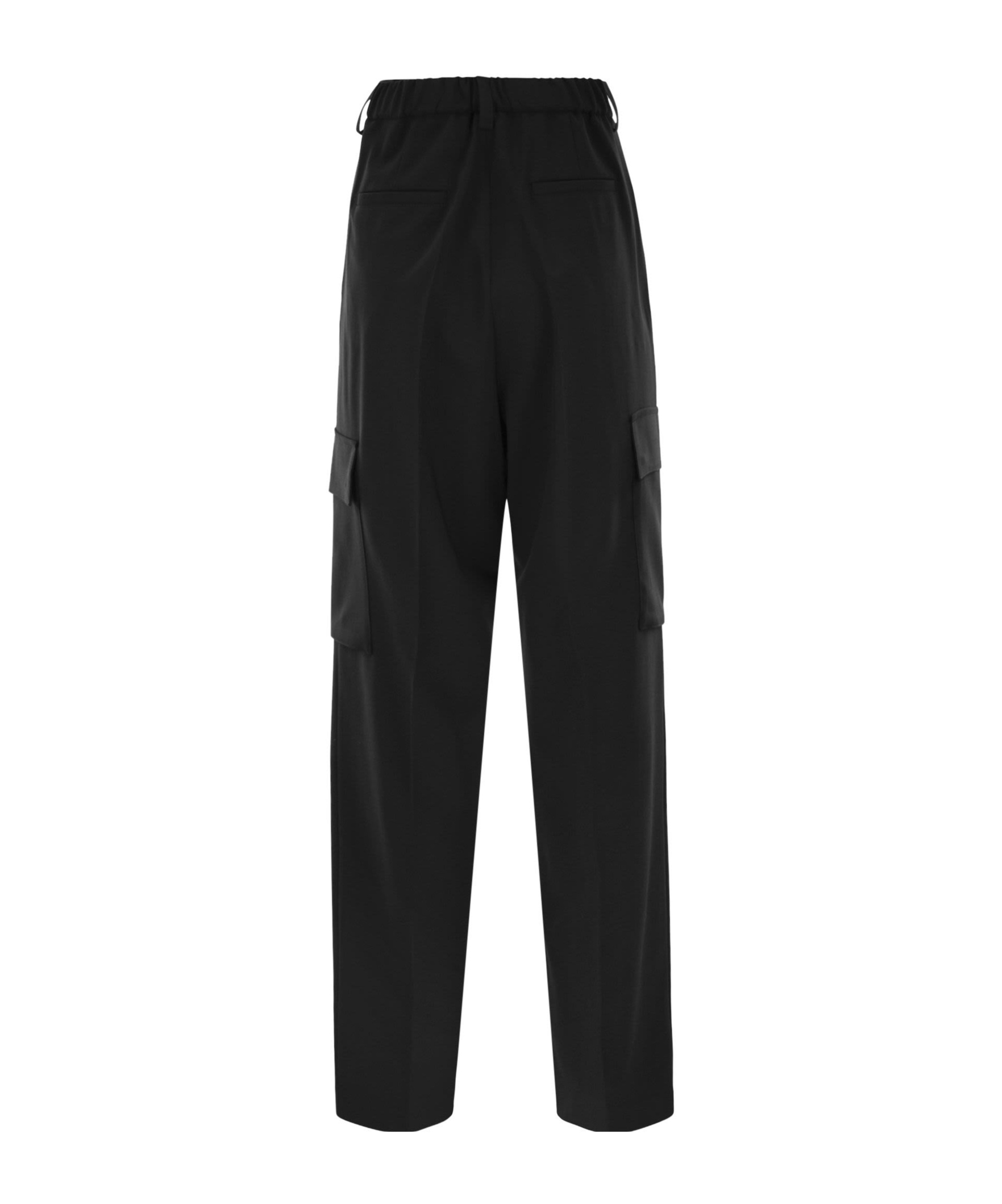 Herno Women Soft Wool Cargo Pants In Black