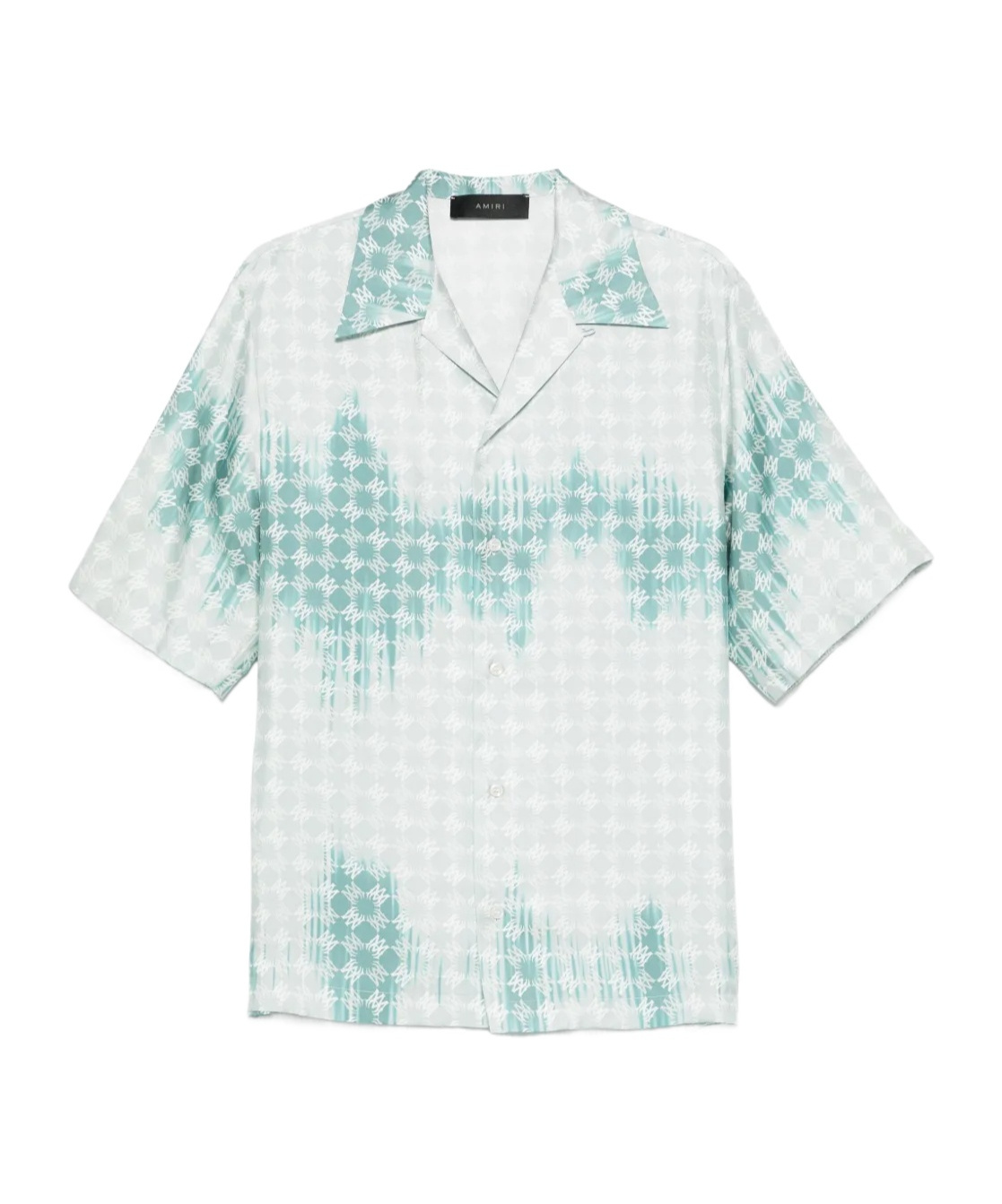 Amiri Geometric Pattern Short Sleeve Satin Top In White