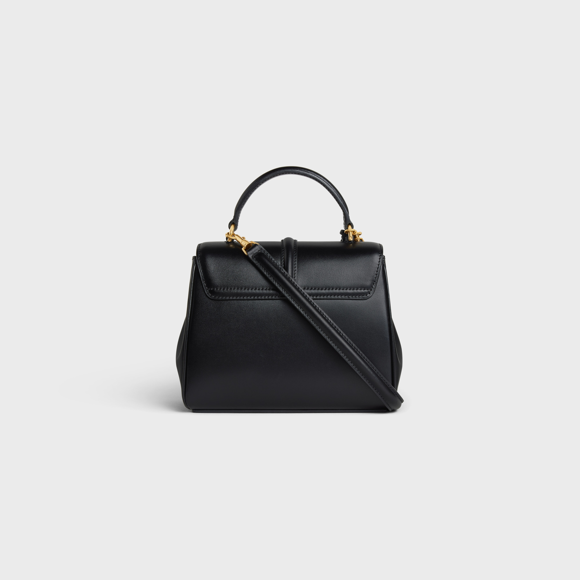 Celine Mini 16 Logo Detailed Shoulder Bag In Black