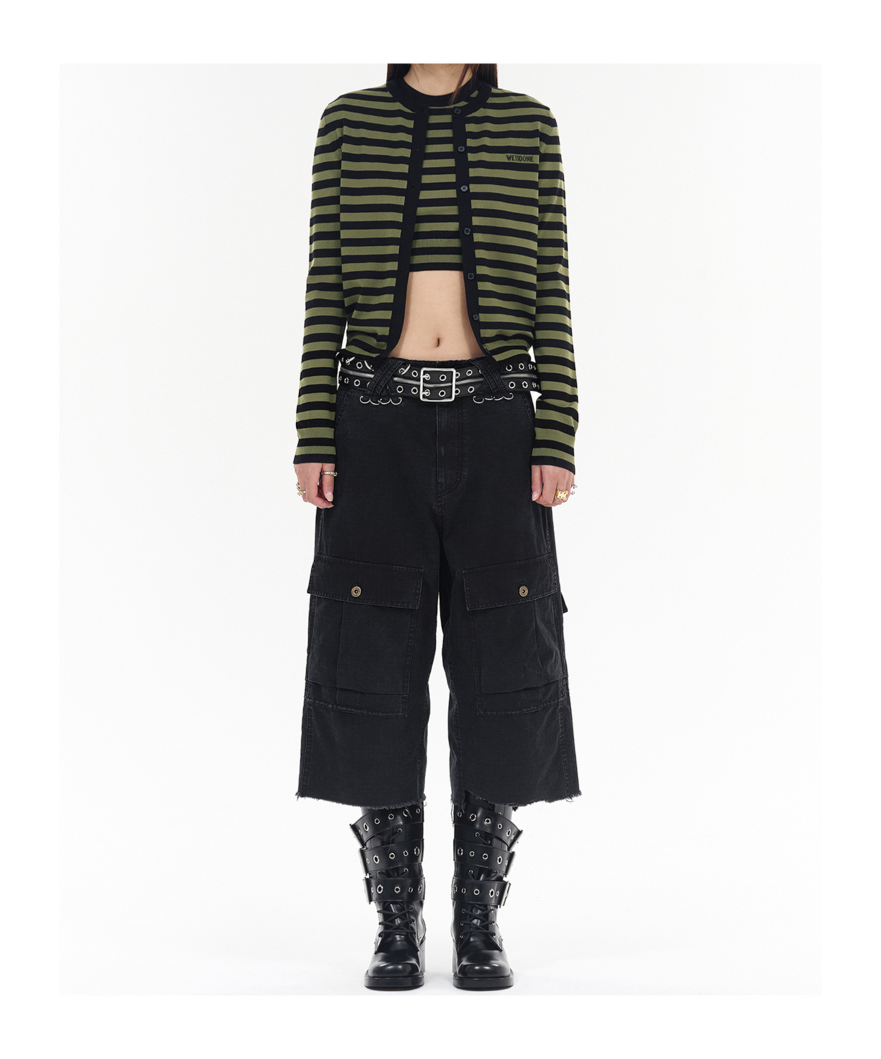 We11 Done Striped Sweater In Black