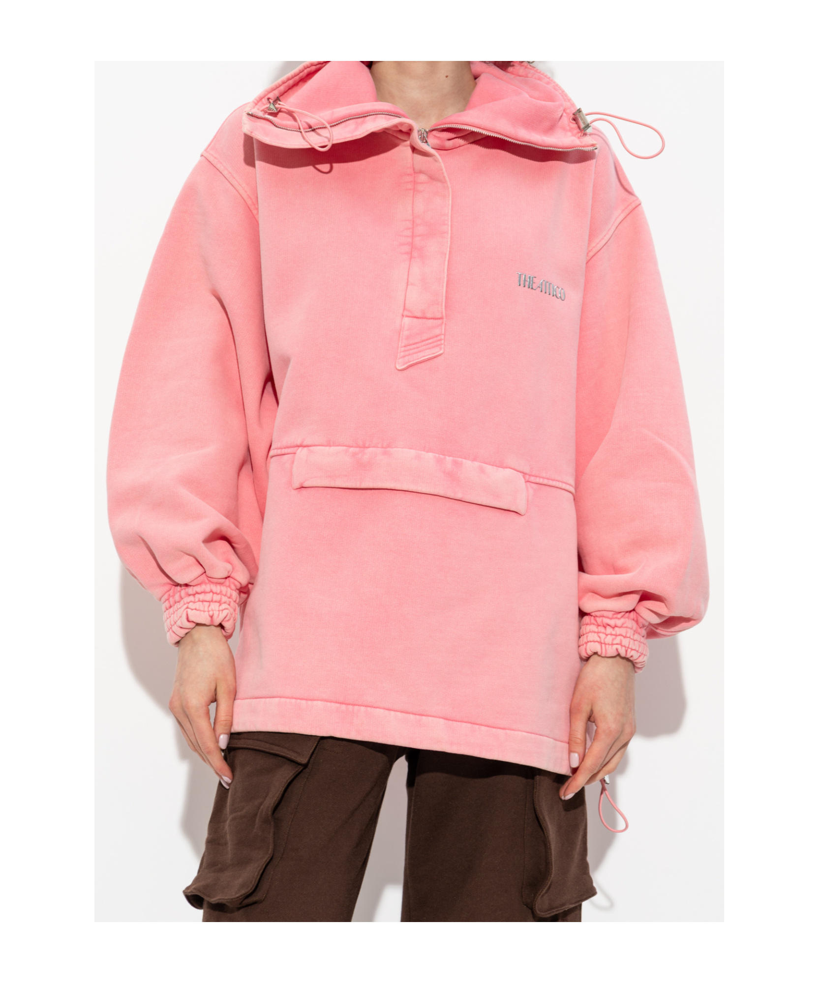 Attico Drawstring Cotton Jacket In Pink