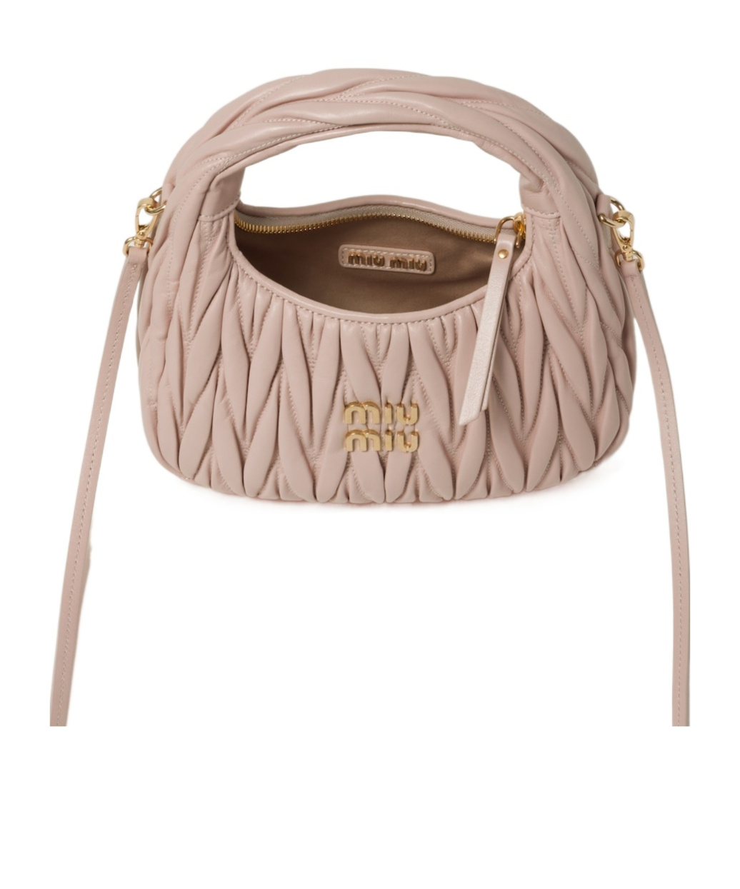 Miu Miu Lamb Leather Quilted Shoulder Bag In Pink