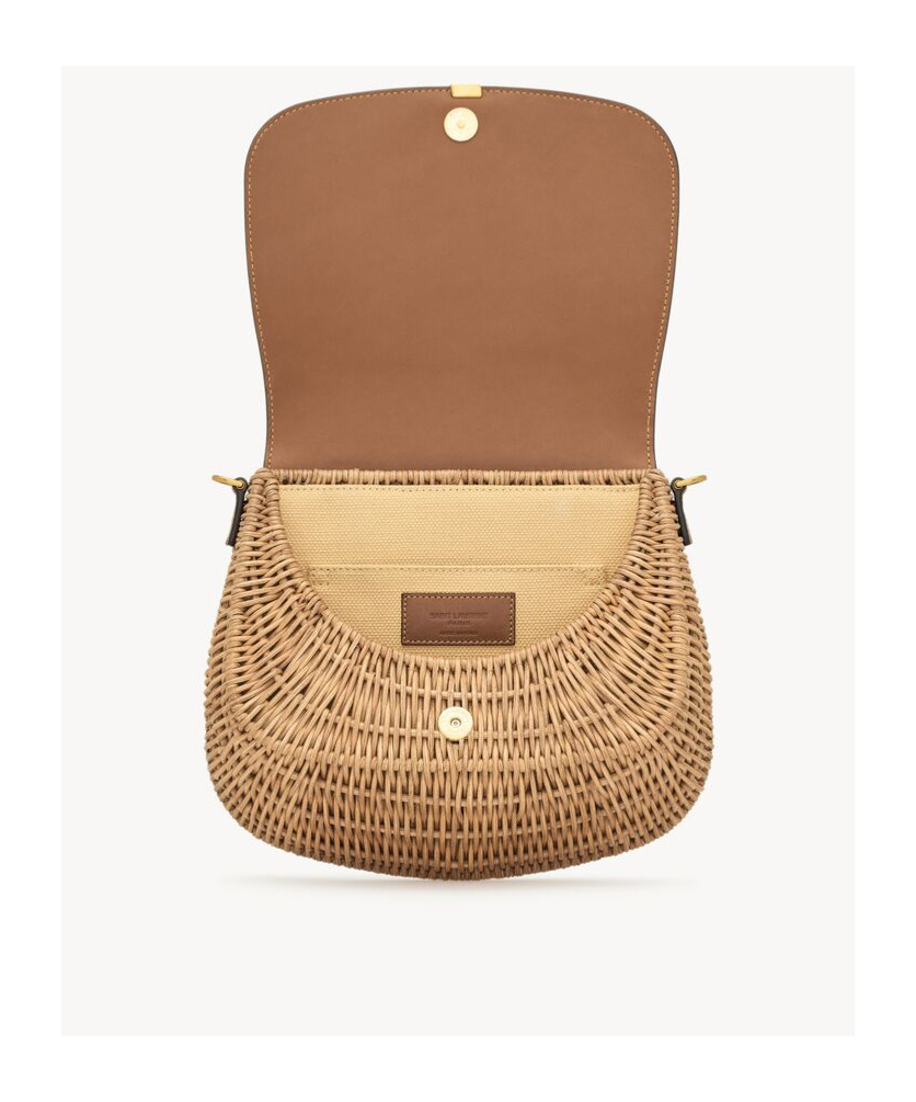 Saint Laurent Voltaire Top Handle In Osier In Brown