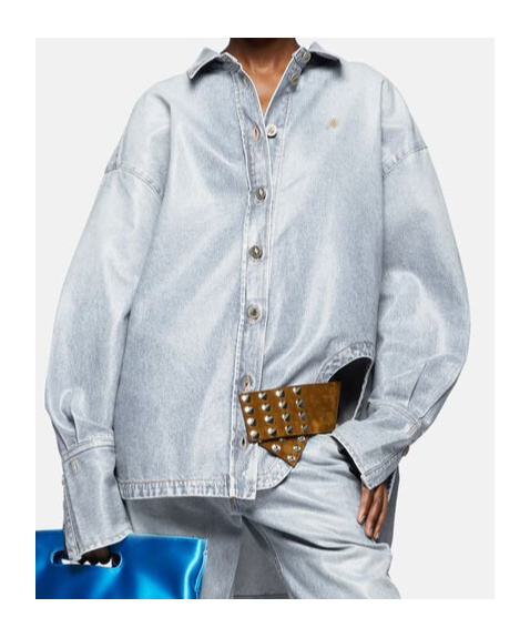 Attico "diana'' Sky Blue Shirt Jacket In White