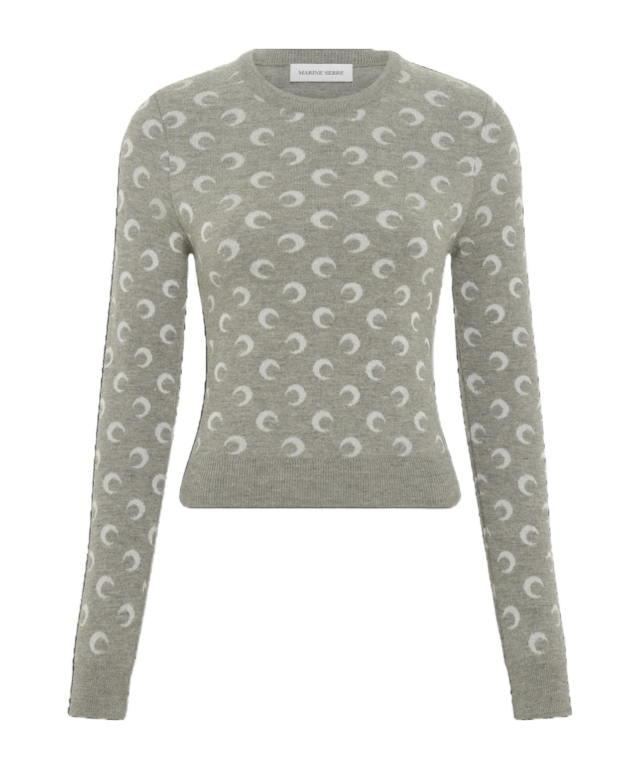 Marine Serre Fitted Short Length Sweater With Crewneck And Long Sleeves In Gray