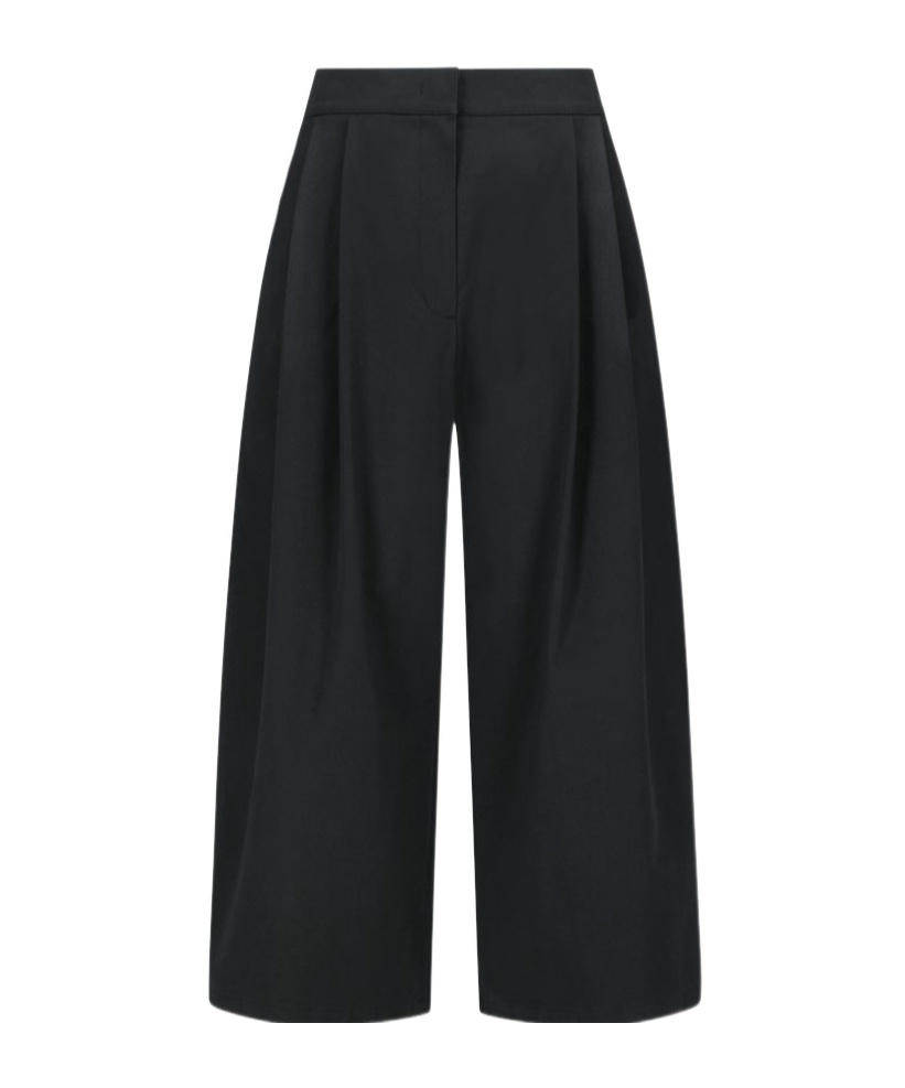 Amomento Double-pleated Wide-leg Trousers In Black