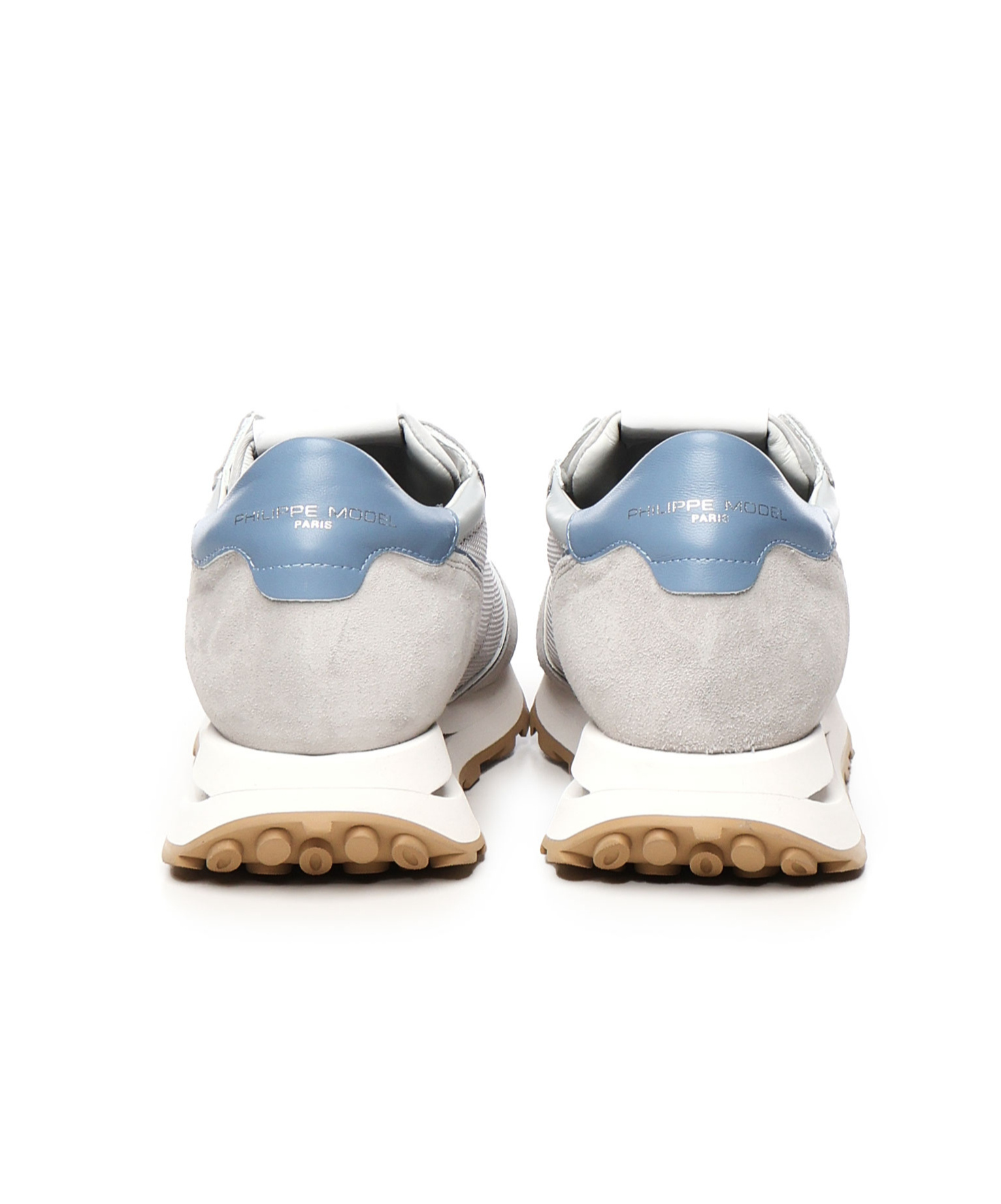 Philippe Model Tropez Haute Sneakers In Grey Suede And Fabric In White