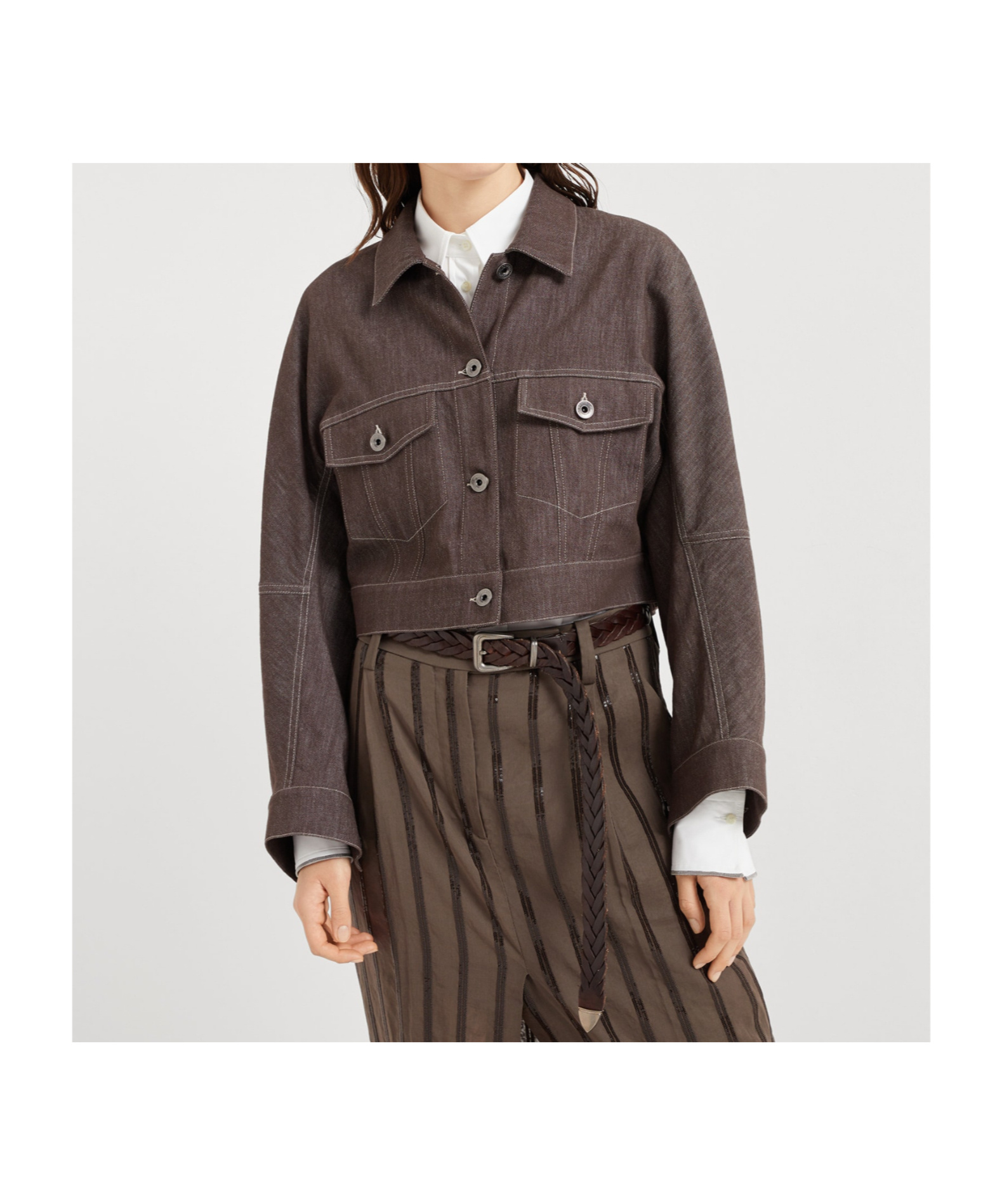 Brunello Cucinelli Jacket With Monili In Brown