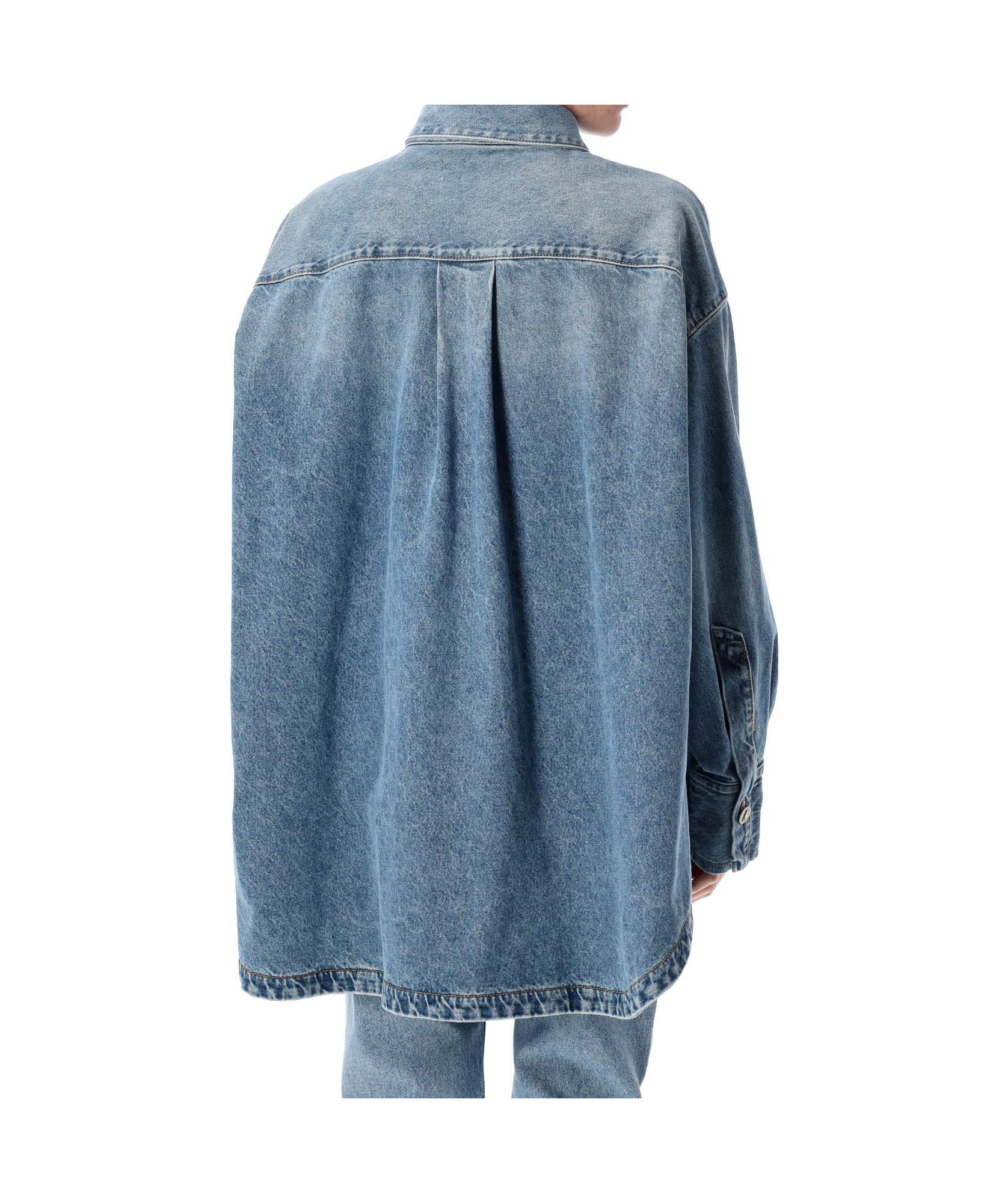 Attico Diana Denim Shirt Long Sleeves In Blue