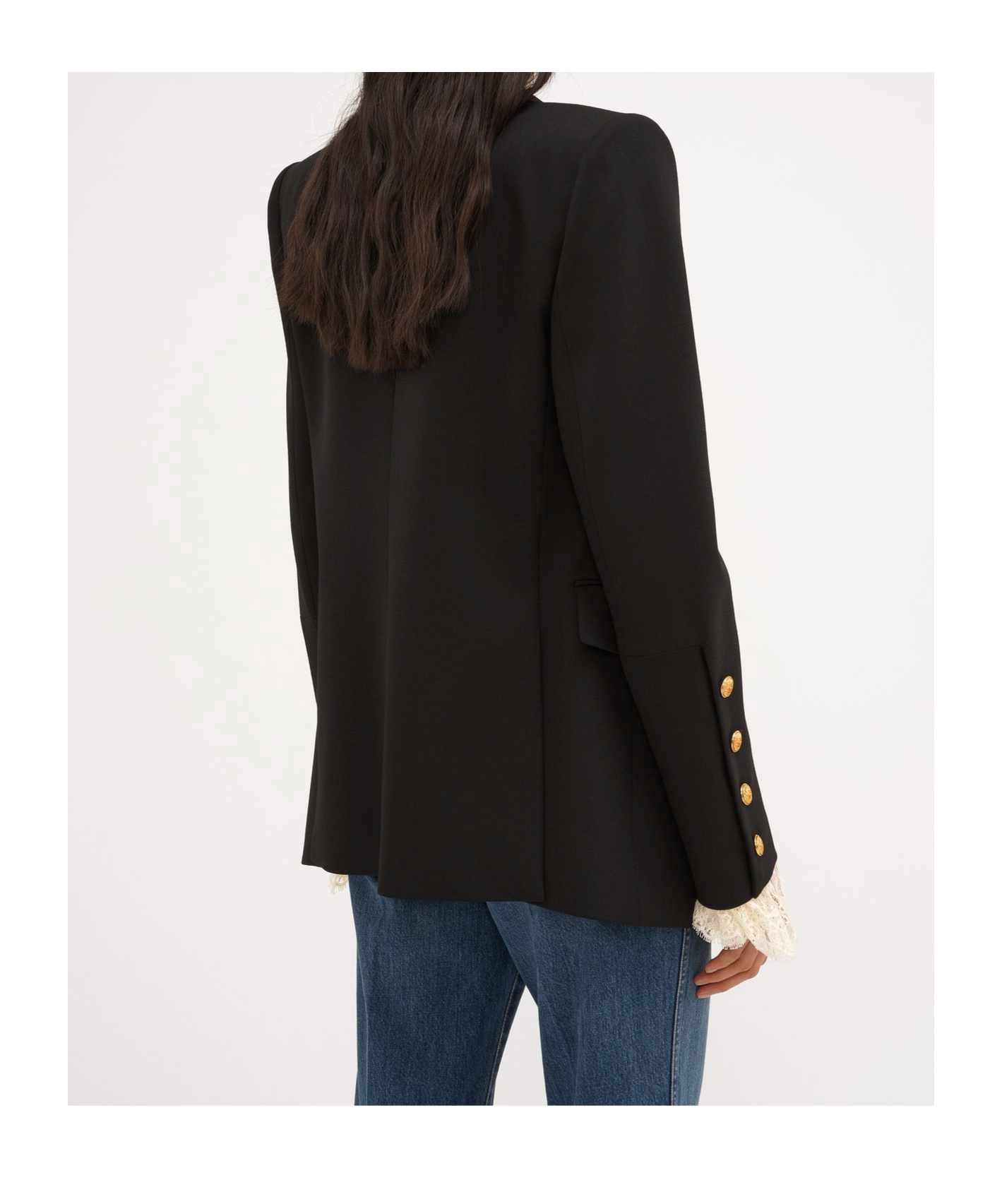 Chloé Double Breasted Stretch Wool Grain De Poudre Blazer In Black