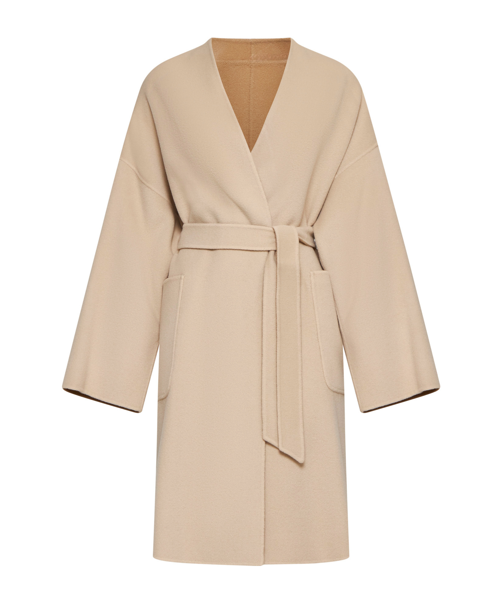 Weekend Max Mara Belted Long-sleeved Coat In Nude