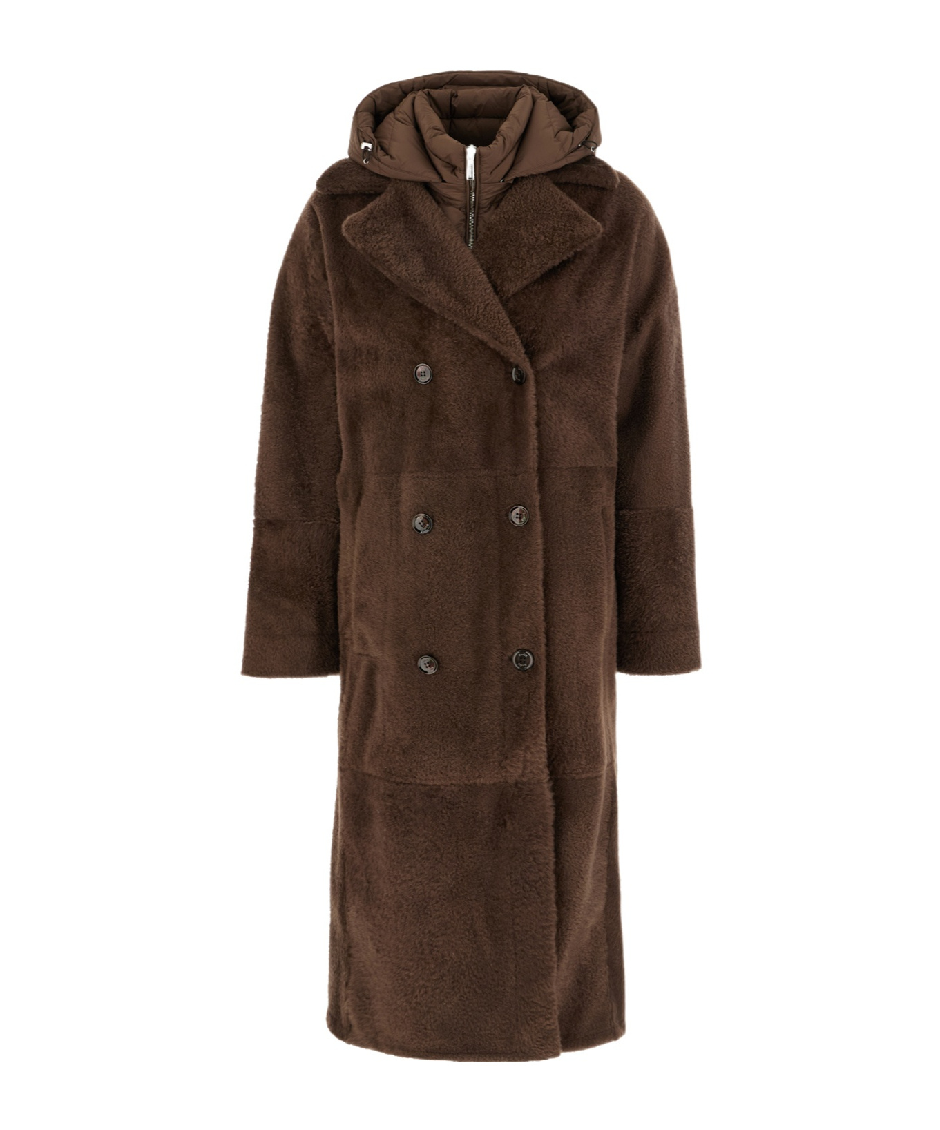 MOORER HOODED DOUBLE-BREASTED COAT