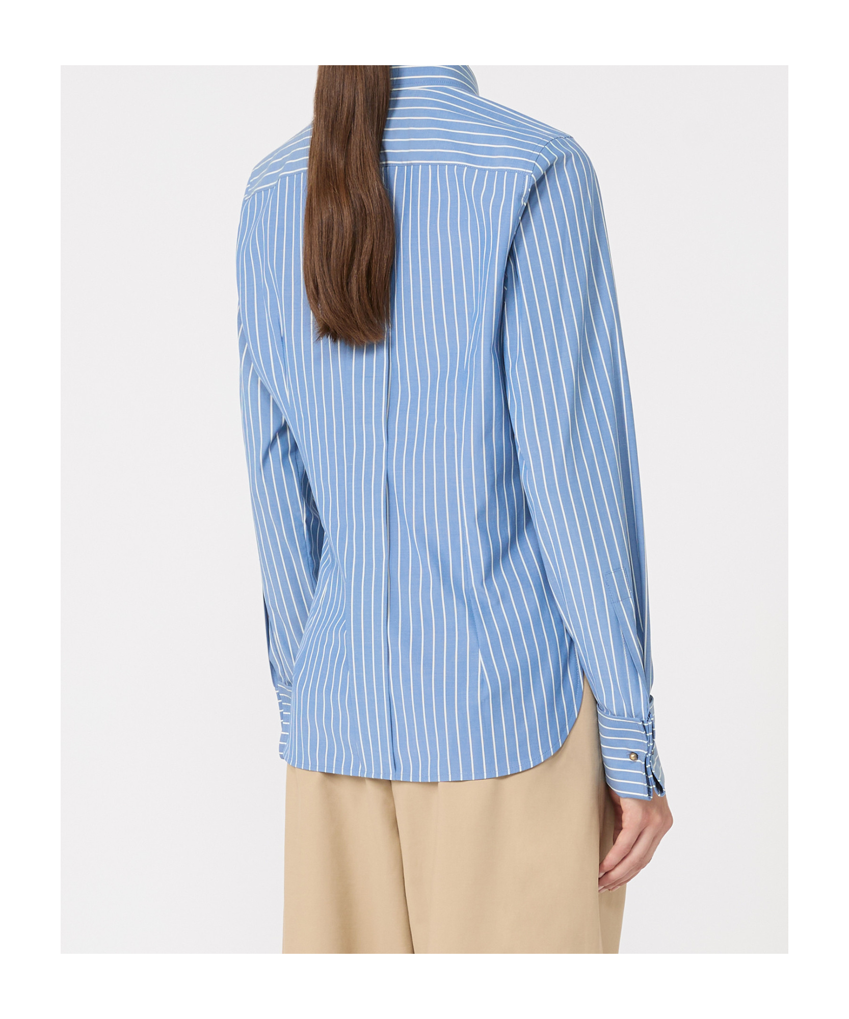 Max Mara Striped Cotton-blend Poplin Shirt In Blue
