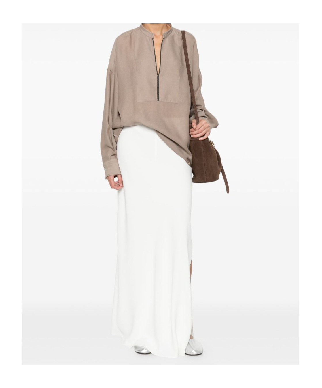 Brunello Cucinelli V-neck Shirt In Brown