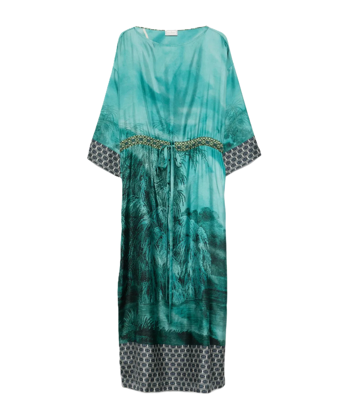 Shop Pierre-louis Mascia Aloe Silk Dress In Landscape Scene Print In Blue