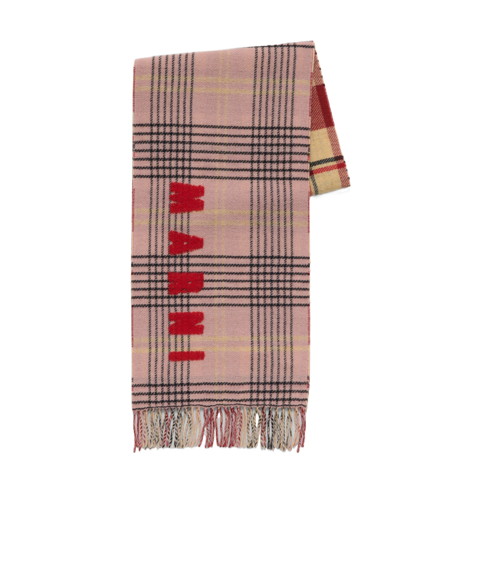Marni Intarsia-knit Logo Scarf In Multicolor