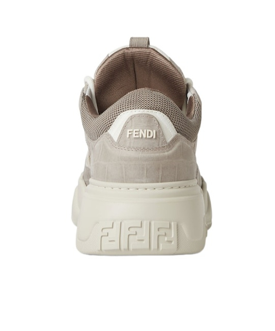 Fendi Gray Leather Low-tops In Gray