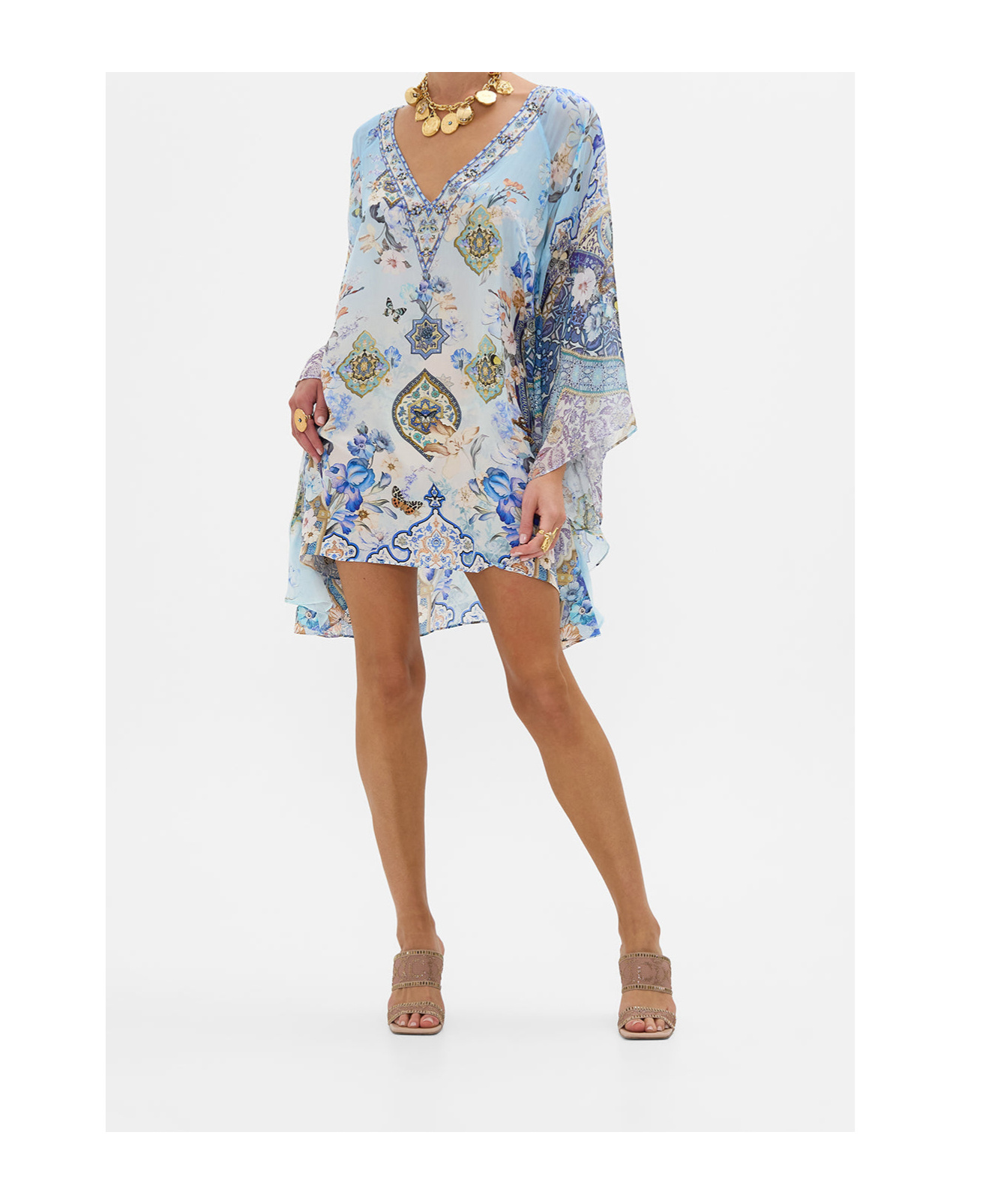 Camilla Raglan Sleeve Flared Kaftan Al Manial Palace Memoirs In Blue