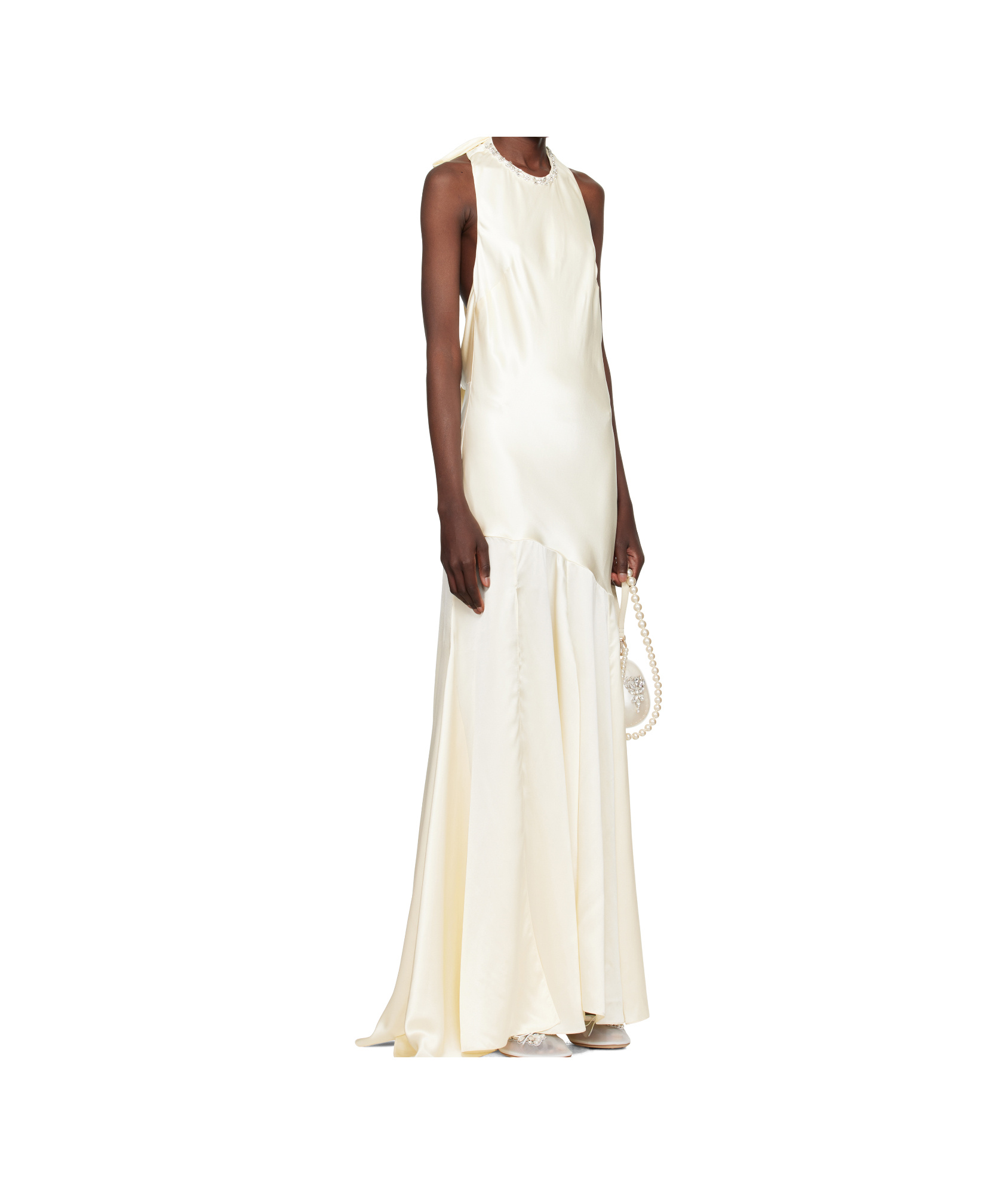 Simone Rocha Bridal Collection Silk Satin Bow Dress In Neutral