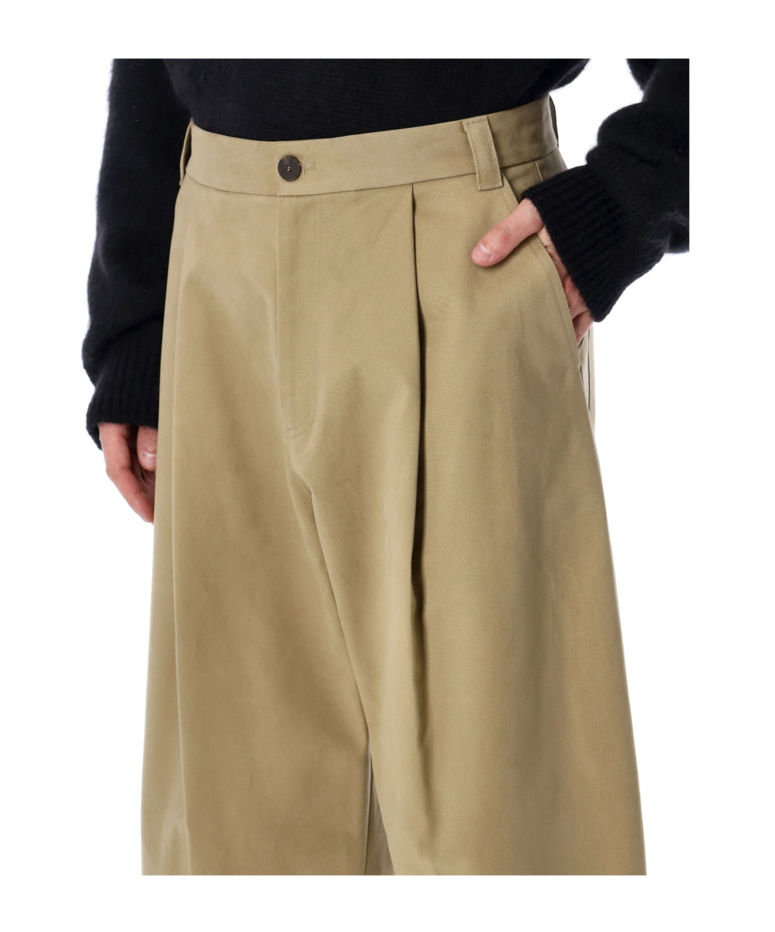 Studio Nicholson Pleated Chino Trousers Featuring Belt Loops In Neutral