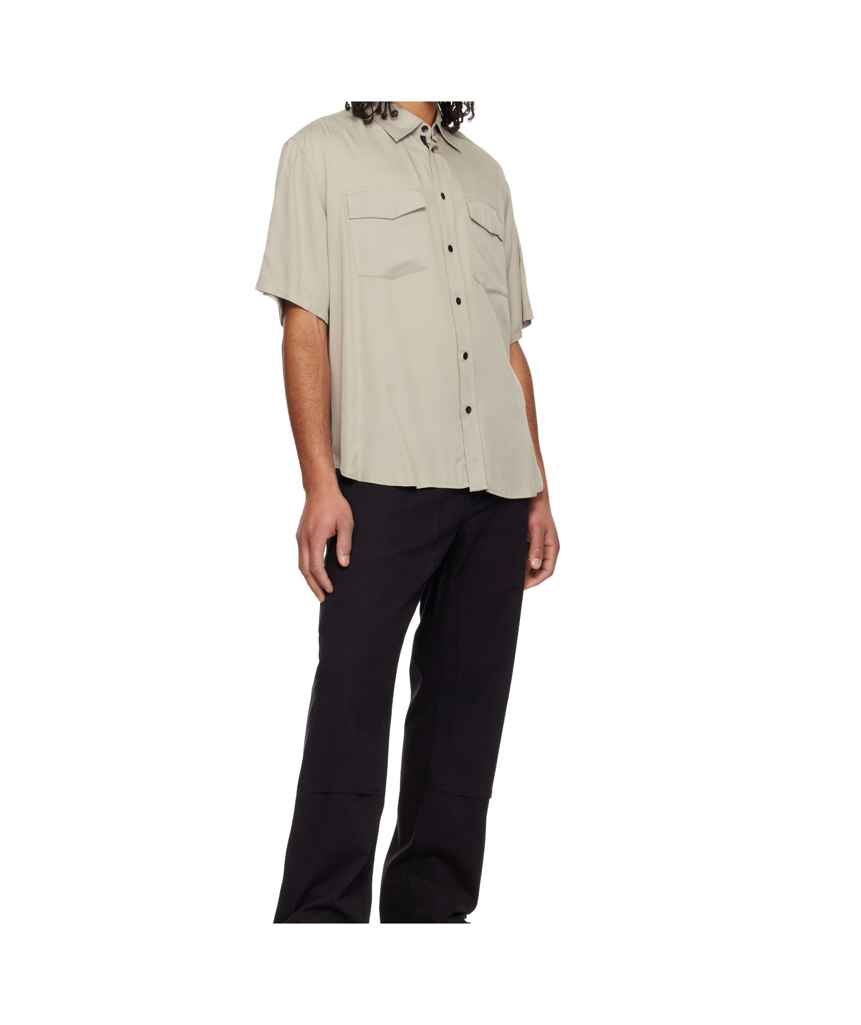 Rag & Bone Taupe Matthew 2-pocket Ss Shirt In White