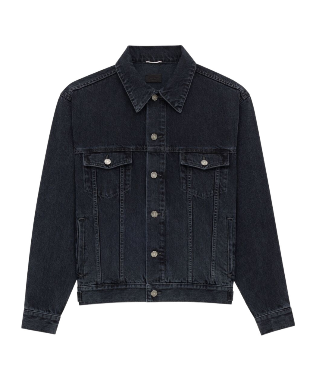 Saint Laurent Trucker Jacket In French Black Denim In Blue