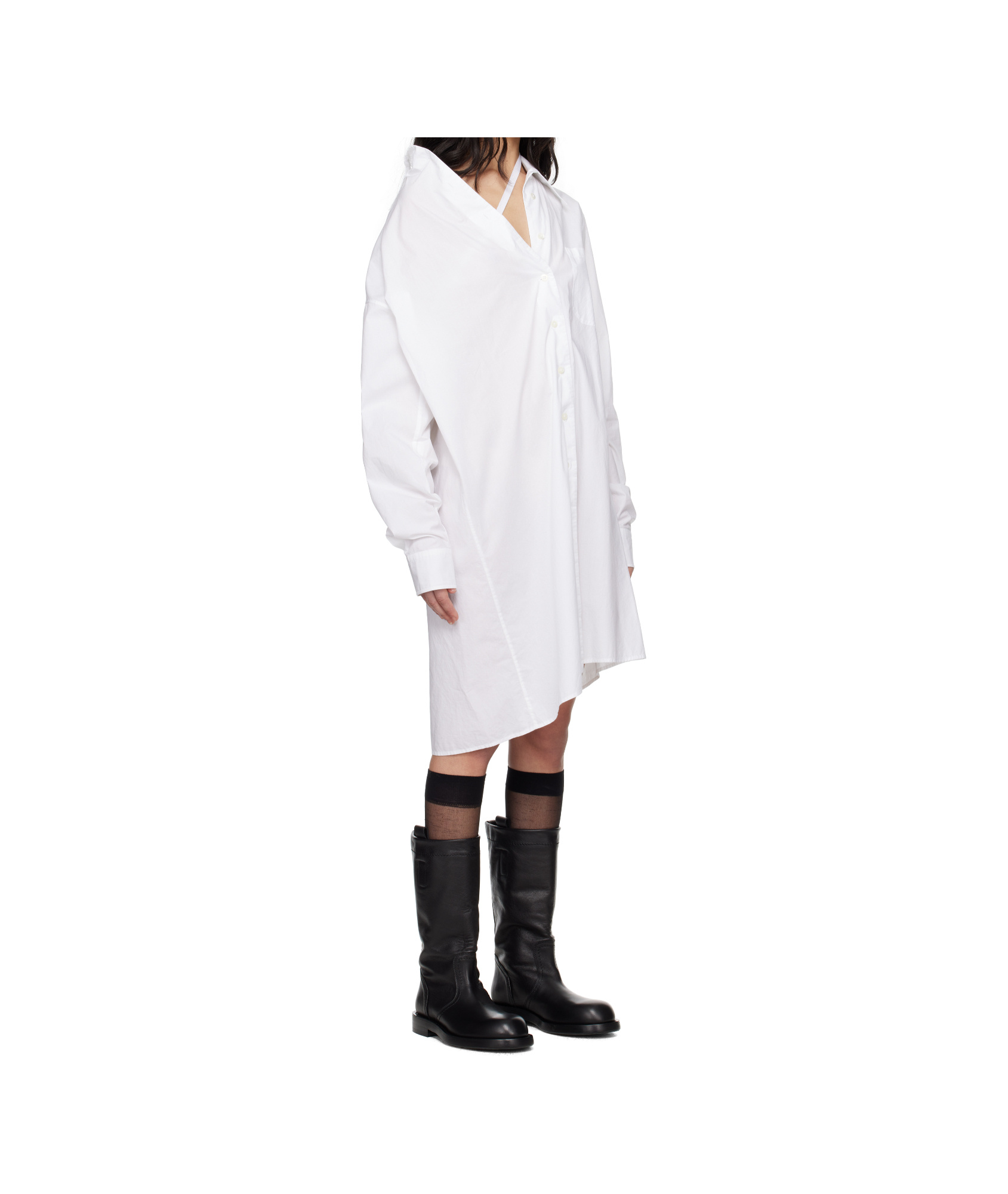 Ann Demeulemeester Daria Dropped Shoulder Poplin Shirt In White