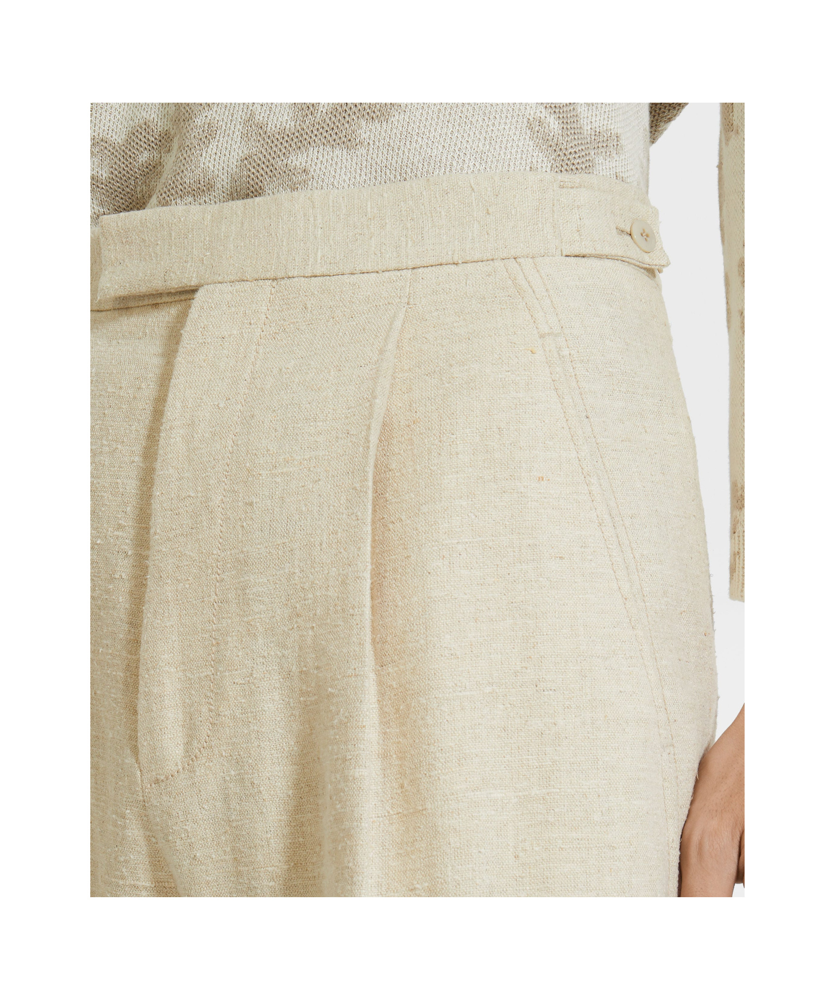 Shop Zegna Light Beige Linen And Silk Blend Pants