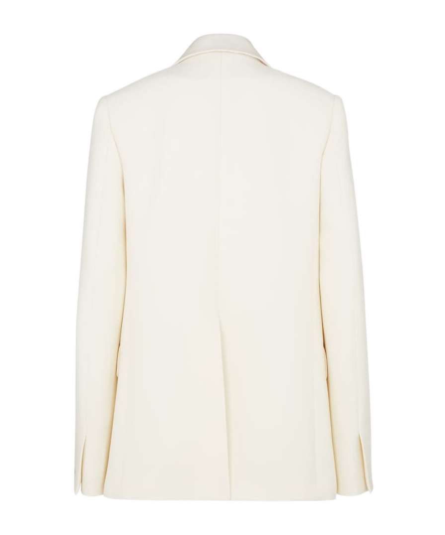 Fendi Wool Blend Blazer With Flap Pockets In White