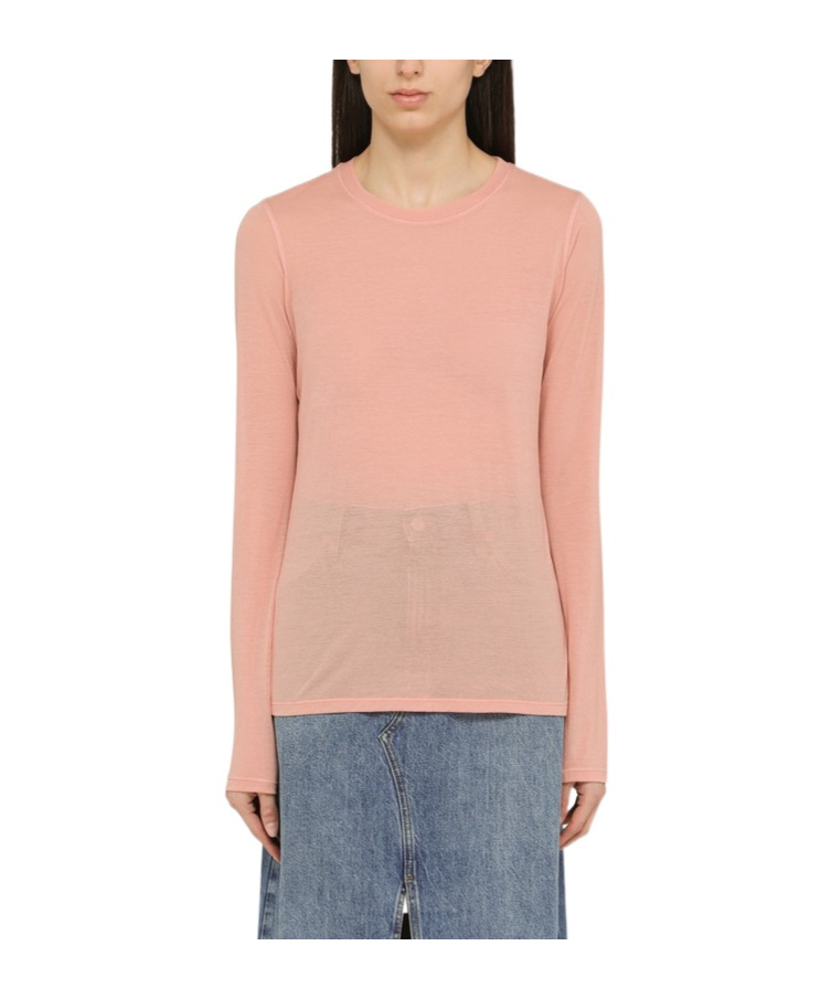 Roberto Collina Pink Cotton Blend Crew-neck Jumper In Pink