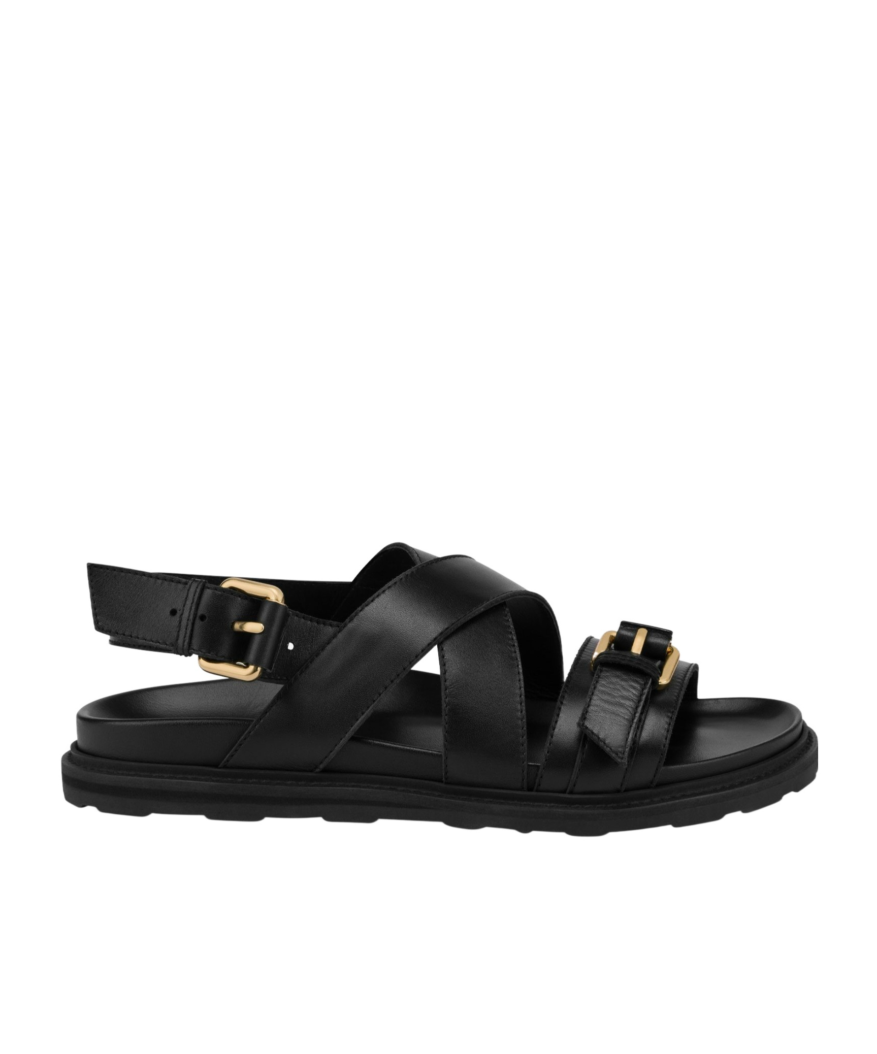 Moschino Buckled Leather Sandals In Black