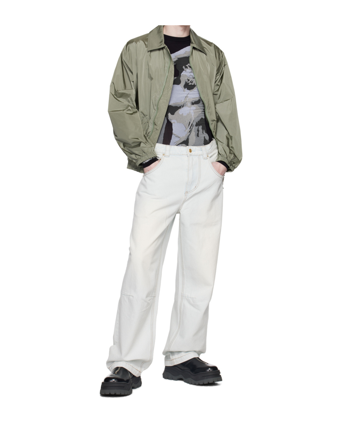 Eytys Zippered Long Sleeve Casual Jacket In Green