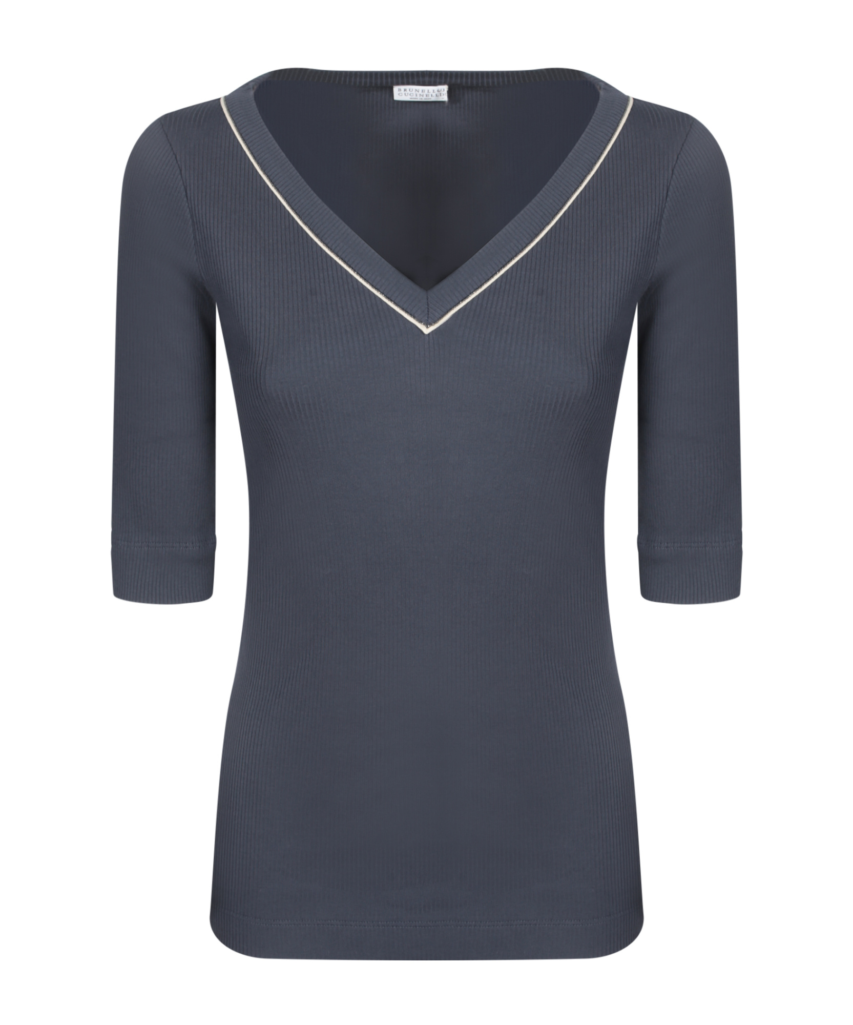 Brunello Cucinelli Monile V-neck Black T-shirt In Black