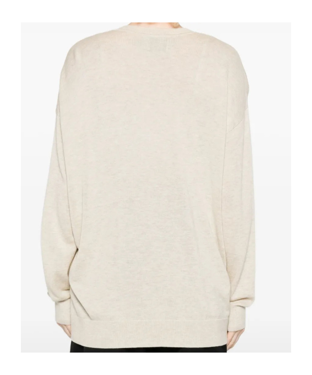 Isabel Marant Chiraz V-neck Ring-detail Sweater In Neutral