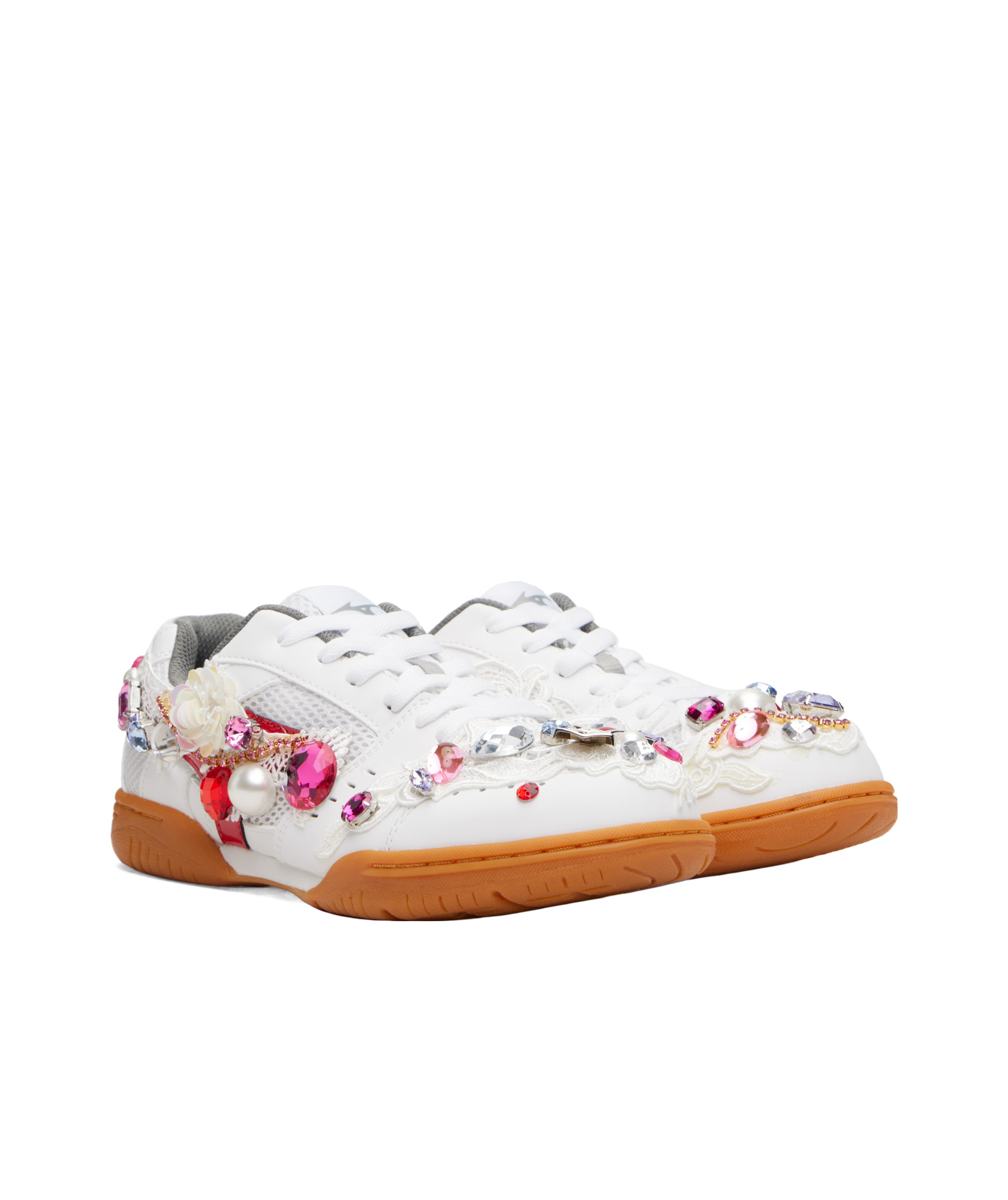 Comme Des Garçons Cdg Girl X Mizuno Embellished School Sneakers In White