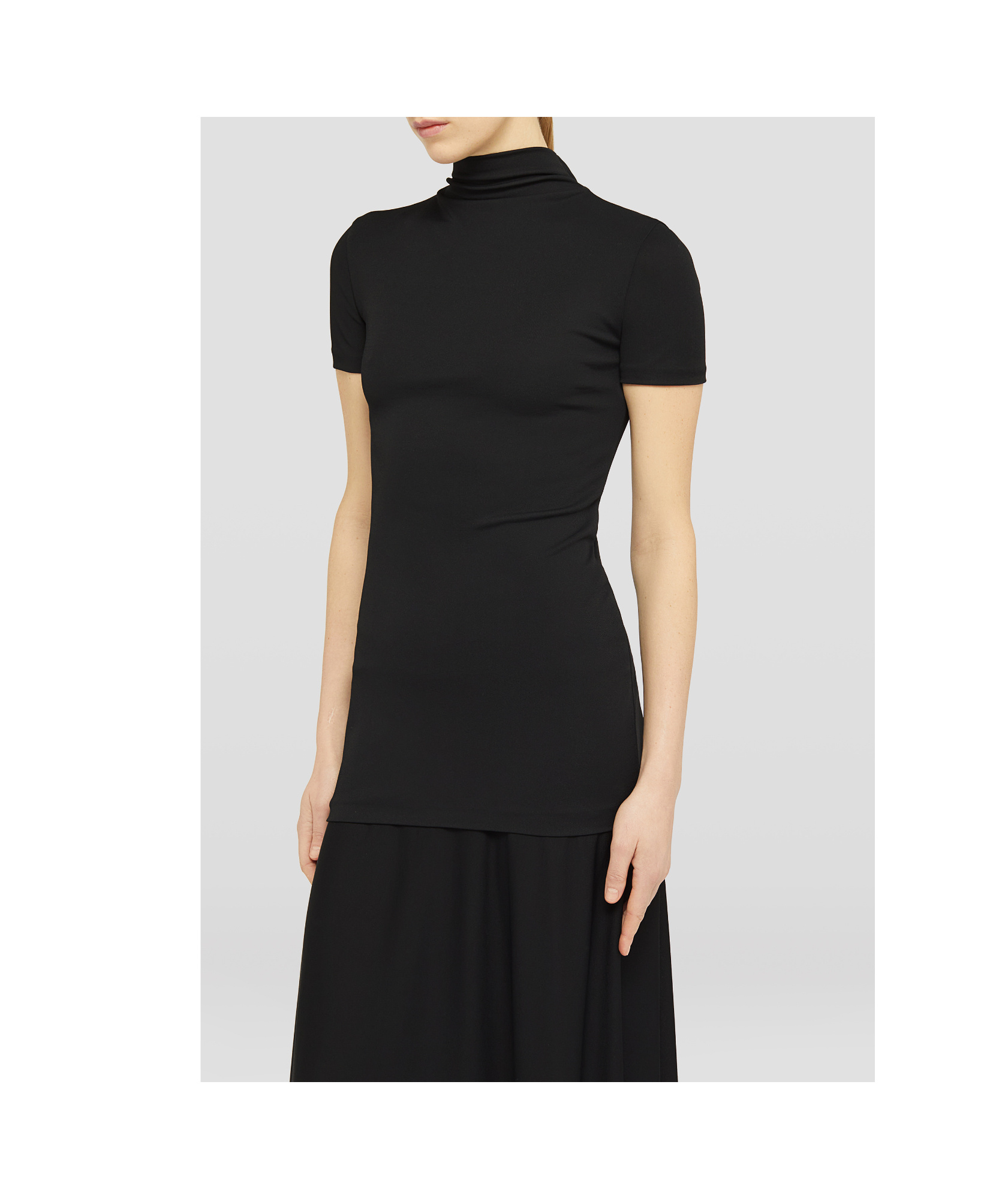 Jil Sander High-neck Viscose Midi Dress In Black