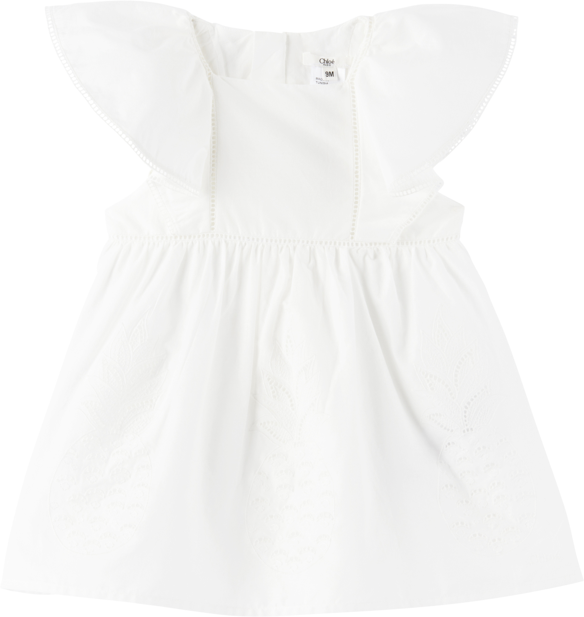 Chloé Embroidered Motif Dress And Hat Set In White