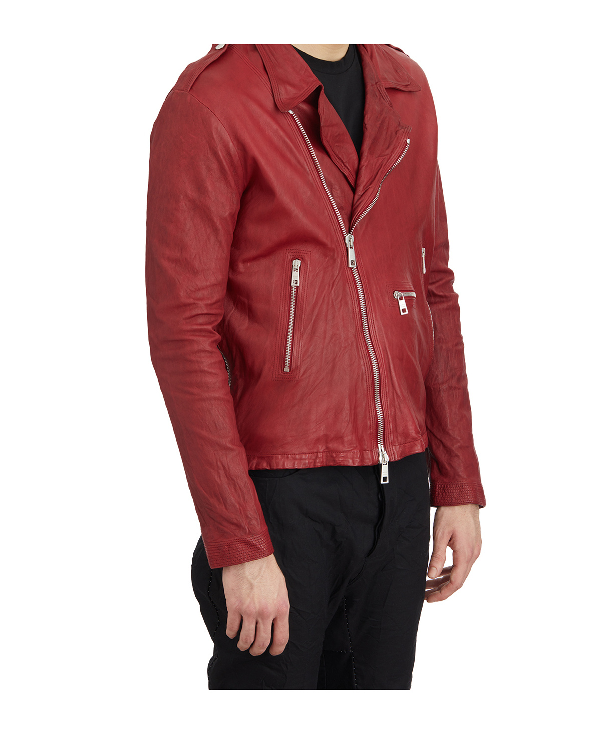 Giorgio Brato Leather Biker Jacket In Black