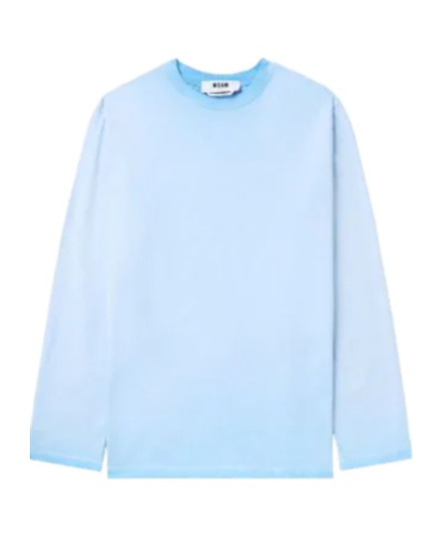 Msgm Blue Faded Long Sleeve T-shirt In Blue