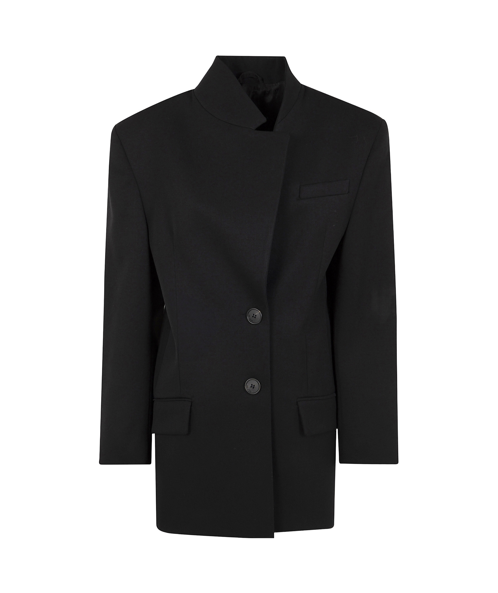 Attico Gabardine Single Breasted Blazer In Black