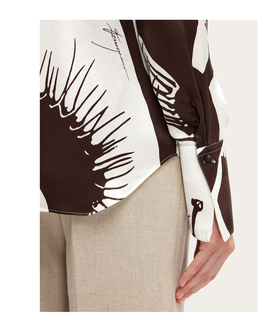 Ferragamo Salvatore Venus-printed Button-up Shirt In White