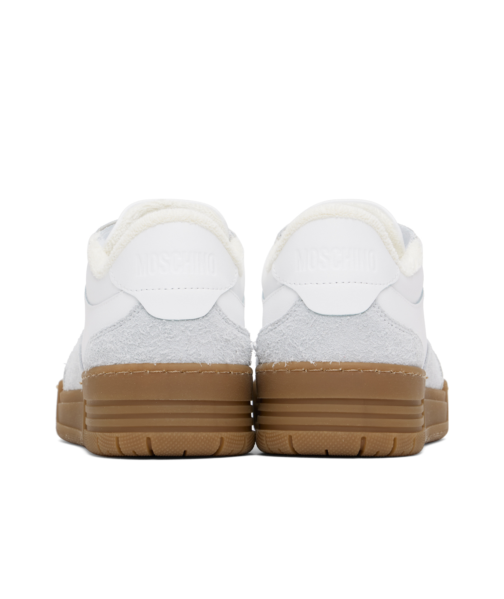 Moschino Lace-up Low-top Sneakers In Whitewhite
