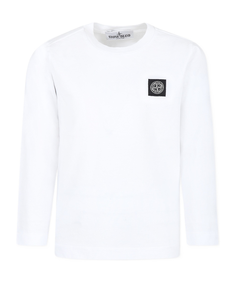 Stone Island Logo-patch Long-sleeve T-shirt In White