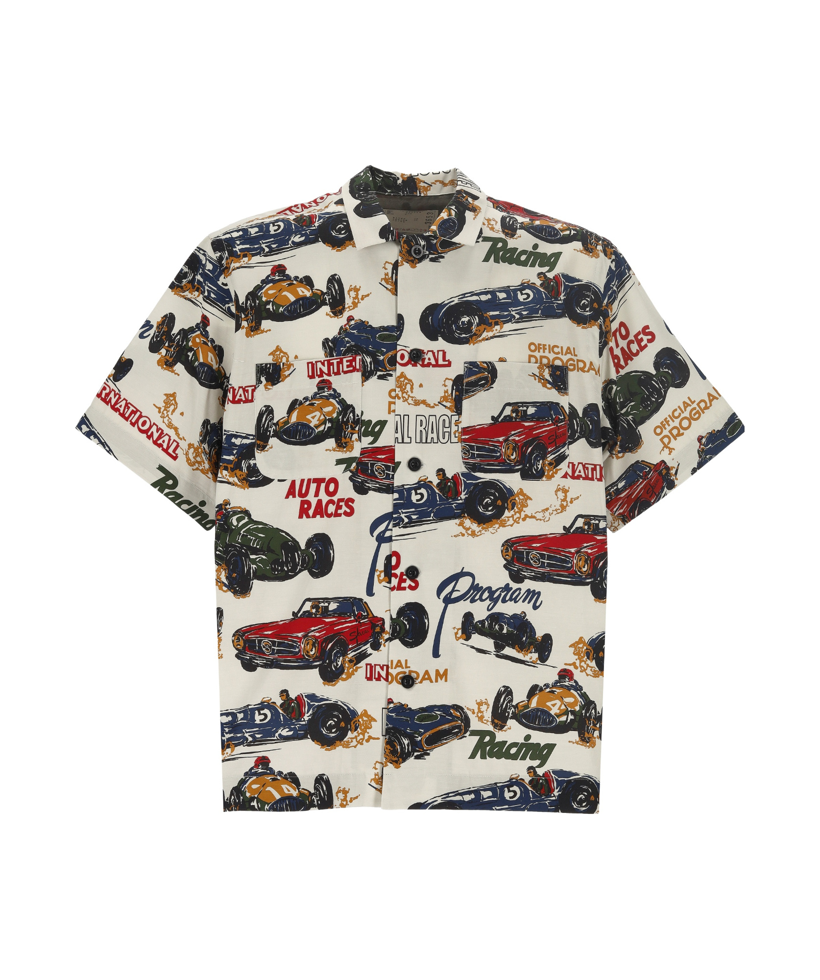 Sacai Printed Short-sleeved Shirt In White