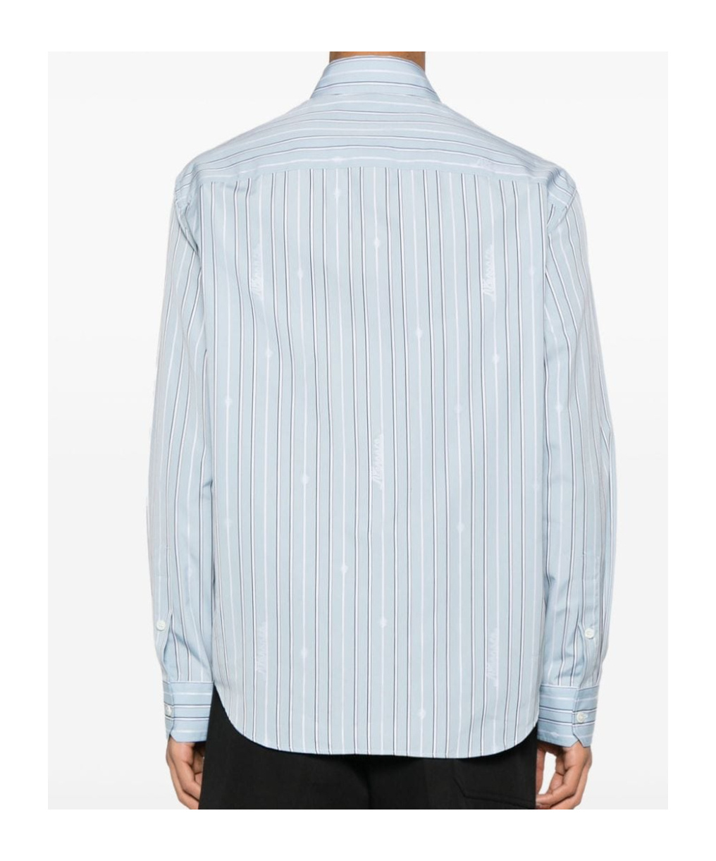 Versace Striped Cotton Poplin Shirt In White