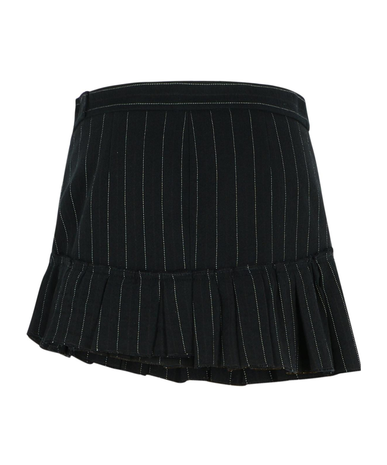 Isabel Marant Asymmetric Wool And Cotton Skirt With Belt In Black