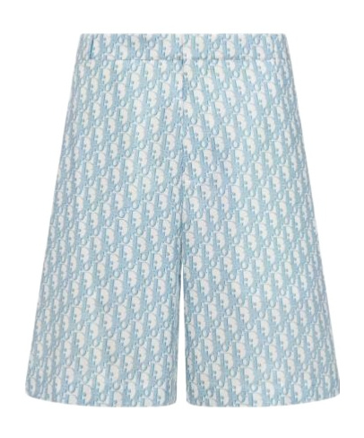 Dior Logo Pattern Silk Shorts In Blue