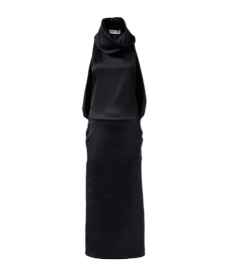 Attico Satin Midi Dress In Black